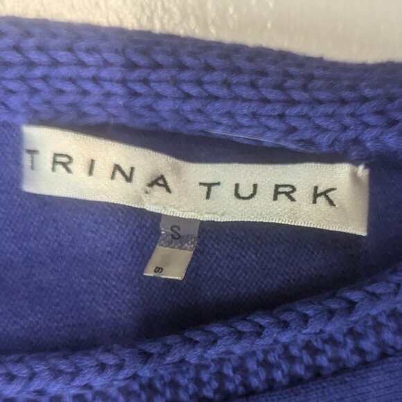 Trina Turk Size Small Periwinkle Cold Shoulder Sweater - Picture 6 of 13